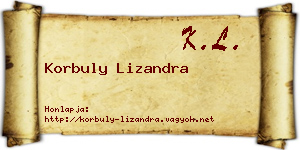 Korbuly Lizandra névjegykártya